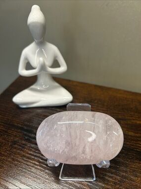 Rose Quartz Palm Stone - White Crystal Home Accent